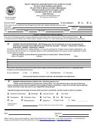 Nursery Registration Form - West Virginia Department of Agriculture