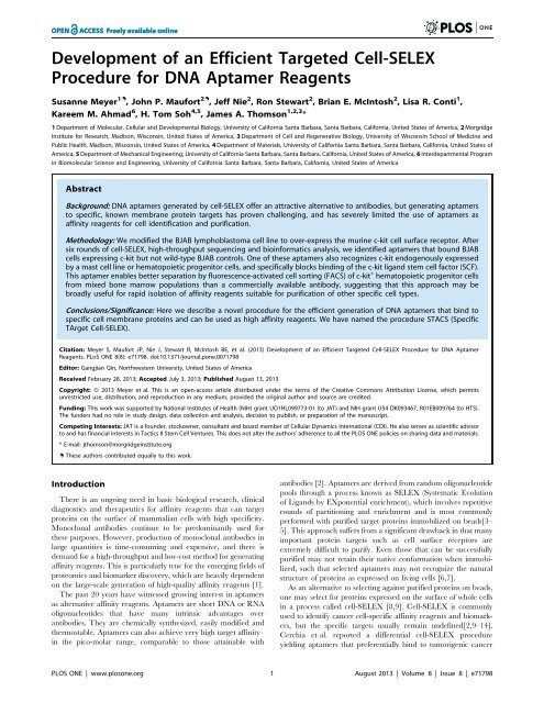 Development of an Efficient Targeted Cell-SELEX Procedure for ...