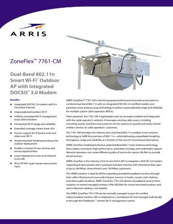 ZoneFlex 7761-CM Dual-Band 802.11n Smart Wi-Fi Outdoor ... - Arris