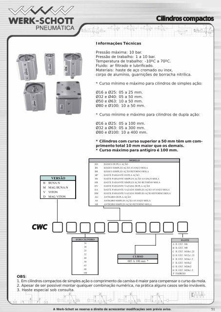 Cilindros Leves, SÃ©rie 2100 e Especiais - Raoli