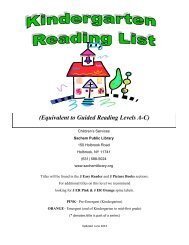 Kindergarten Guided Reading Level Book List - Sachem Public Library