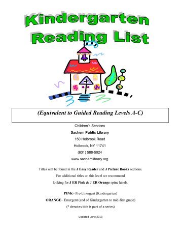 kindergarten reading level example