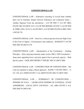 CONSTITUTIONAL LAW CONSTITUTIONAL LAW â Federation ...