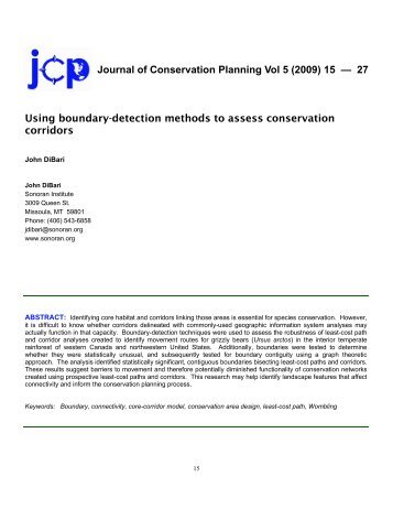 Using boundary-detection methods to assess conservation corridors ...