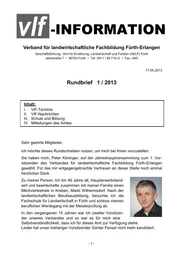 Rundbrief 1 / 2013 - Amt fÃ¼r ErnÃ¤hrung, Landwirtschaft und Forsten ...