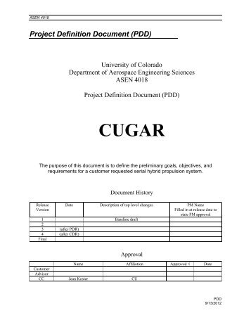 PDD - Aerospace Engineering Sciences Senior Design Projects