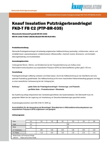 Knauf Insulation Putzträgerbrandriegel FKD-T FB C2 (PTP-BR-035)