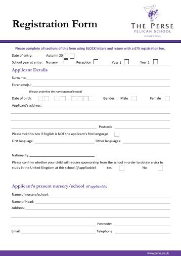Registration Form - The Perse School