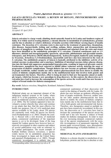 salacia reticulata wight - Sri Lanka Journals Online