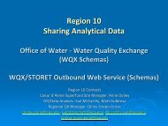 Region 10 Sharing Analytical Data: WQX/STORET Outbound Web ...