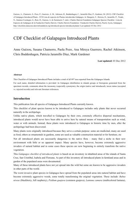 CDF Checklist of Galapagos Introduced Plants