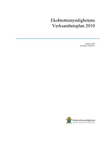 Verksamhetsplan fÃ¶r 2010 - Ekobrottsmyndigheten