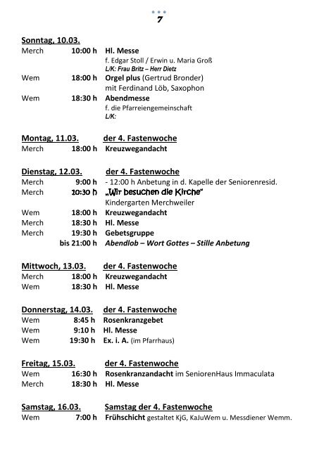 Messdienerplan Wemmetsweiler - KaKiGem.DE