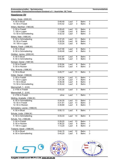 Vereinsliste - SV Concordia Emsbüren