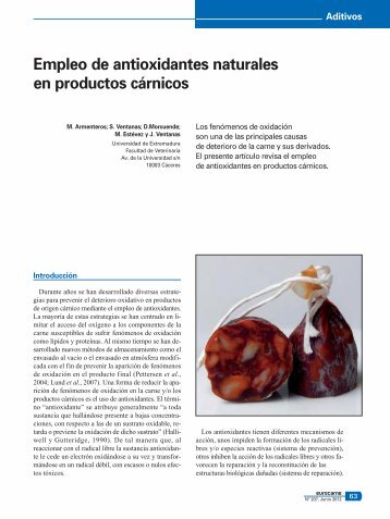 Empleo de antioxidantes naturales en productos cÃ¡rnicos