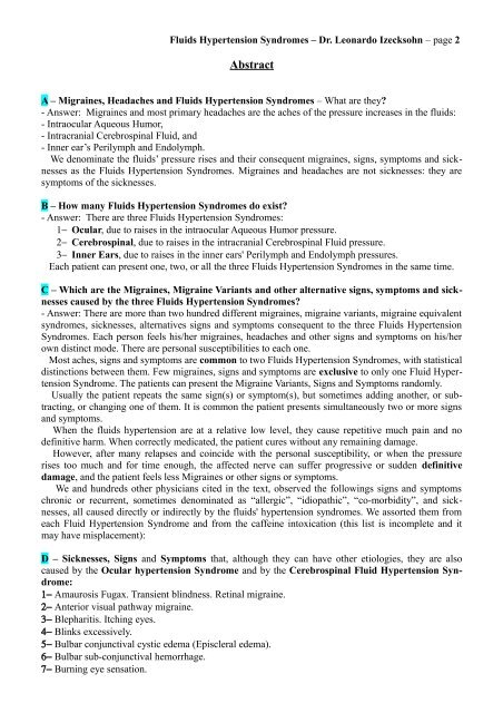 Fluids Hypertension Syndromes: Migraines, Headaches, Normal ...