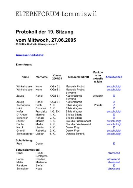 ELTERNFORUM Lommiswil