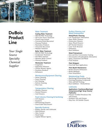 DuBois Product Line Card - DuBois Chemicals