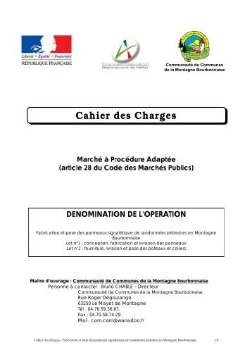 Cahier des Charges - CommunautÃ© de Communes de la Montagne ...