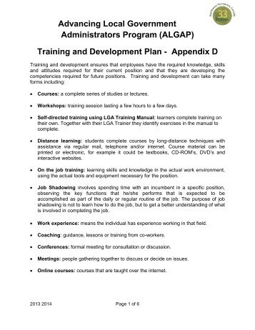 (ALGAP) Training and Development Plan - Appendix D - 33 Strong