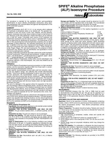 SPIFE® Alkaline Phosphatase (ALP) Isoenzyme Procedure - Helena