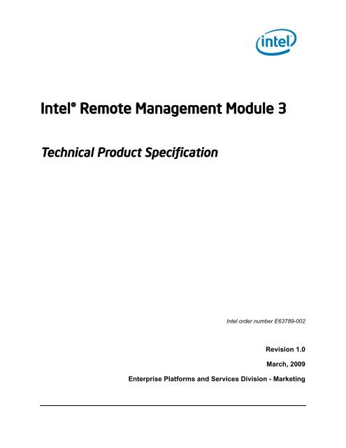 Intel Remote Management Software Intel® Remote Management Module 3 - MaxData