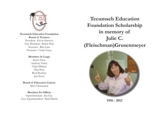 Julie C. Grusenmeyer Memorial Scholarship - Tecumseh Local ...