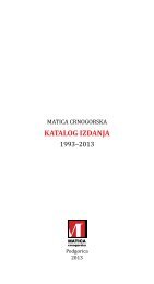 KATALOG IZDANJA - Matica crnogorska