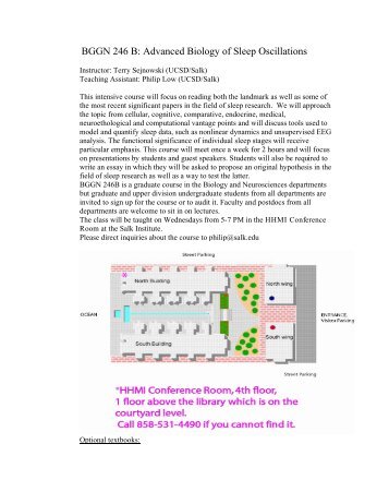 BGGN 246 B: Advanced Biology of Sleep Oscillations