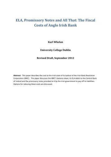 ELA, Promissory Notes and All That: The Fiscal Costs ... - Karl Whelan