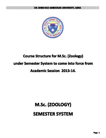 M.Sc. (ZOOLOGY) SEMESTER SYSTEM - Dr BR Ambedkar University