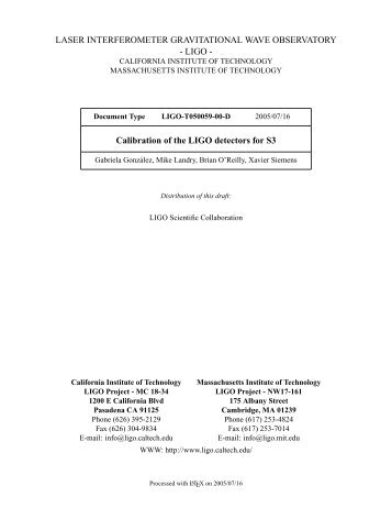 LASER INTERFEROMETER GRAVITATIONAL WAVE ...