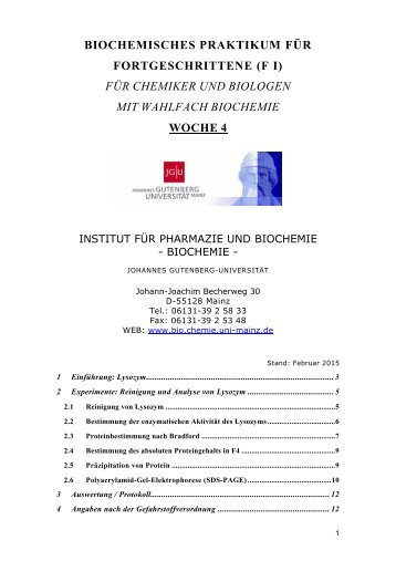 F1-Skript Woche 4 - in der Biochemie