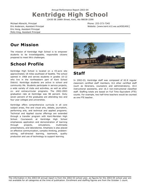 Kentridge High School Kent School District Kentridge High School Kent School District