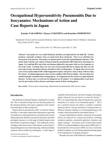 Occupational Hypersensitivity Pneumonitis Due to Isocyanates ...