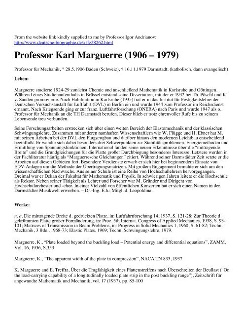 Professor Karl Marguerre (1906 â 1979) - Shellbuckling.com