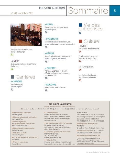 N°164 (oct 2011) - Alumni Sciences Po Paris