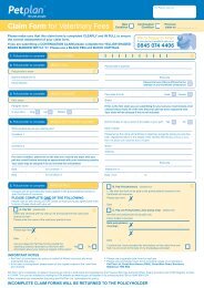 Claim Form for Veterinary Fees - Petplan