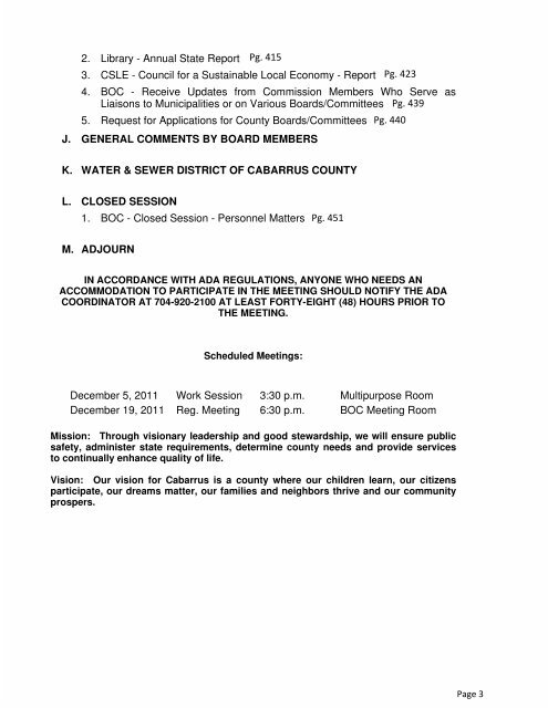 cabarrus county board of commissioners regular meeting november ...