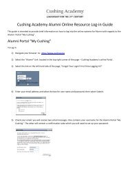 Cushing Academy Alumni Online Resource Log-in Guide