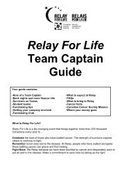 Relay For Life Team Captain Guide - Canadian Cancer Society
