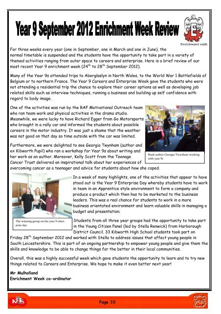 Newsletter October 2012.pub - Kibworth High School