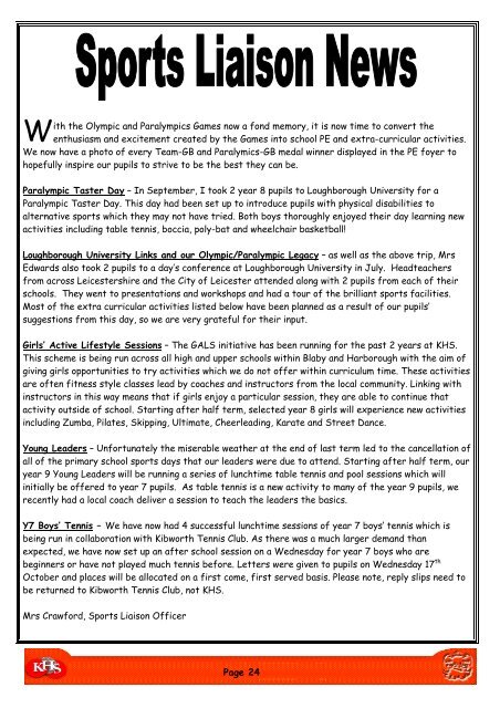 Newsletter October 2012.pub - Kibworth High School