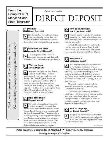 Direct Deposit Fact Sheet.p65
