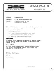 SERVICE BULLETIN - DMC-News The DeLorean Mailing List