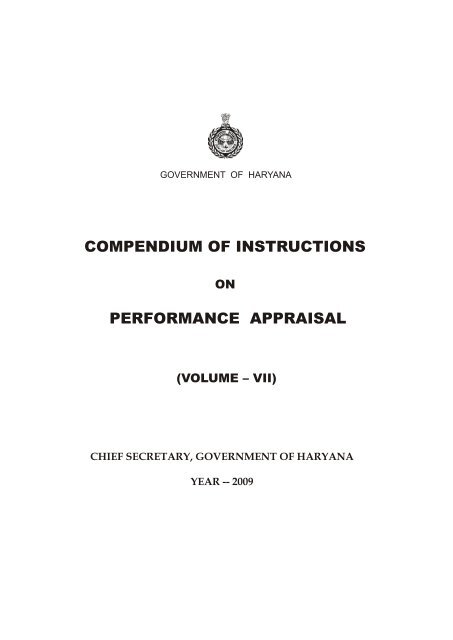 compendium of instructions performance appraisal - Chief Secretary ...