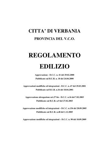 REGOLAMENTO EDILIZIO - Comune di Verbania