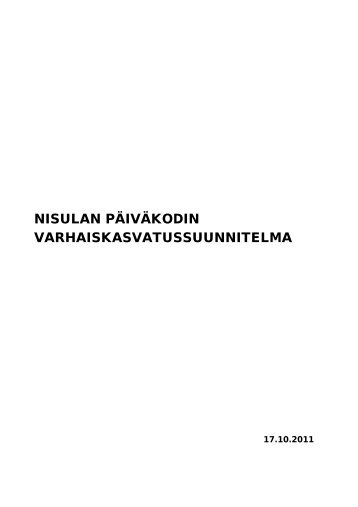 Nisulan pÃ¤ivÃ¤kodin varhaiskasvatussuunnitelma (pdf)