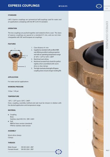 Express couplings NF E 29-573 - LMC-Couplings