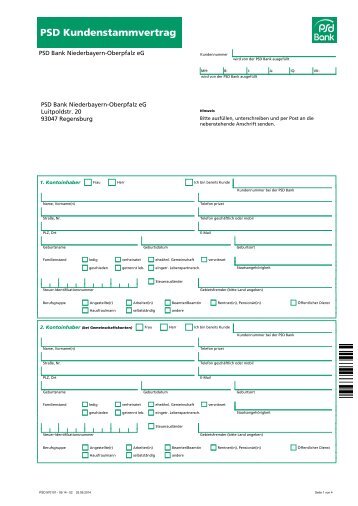 PSD Kundenstammvertrag - PSD Bank Niederbayern-Oberpfalz eG